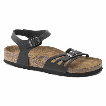 Birkenstock Bali Soft Footbed Oiled Læder Sandaler Dame Sort | DK 341PJJ